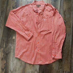 Ariat Men's Orange Geometric Button Down Shirt